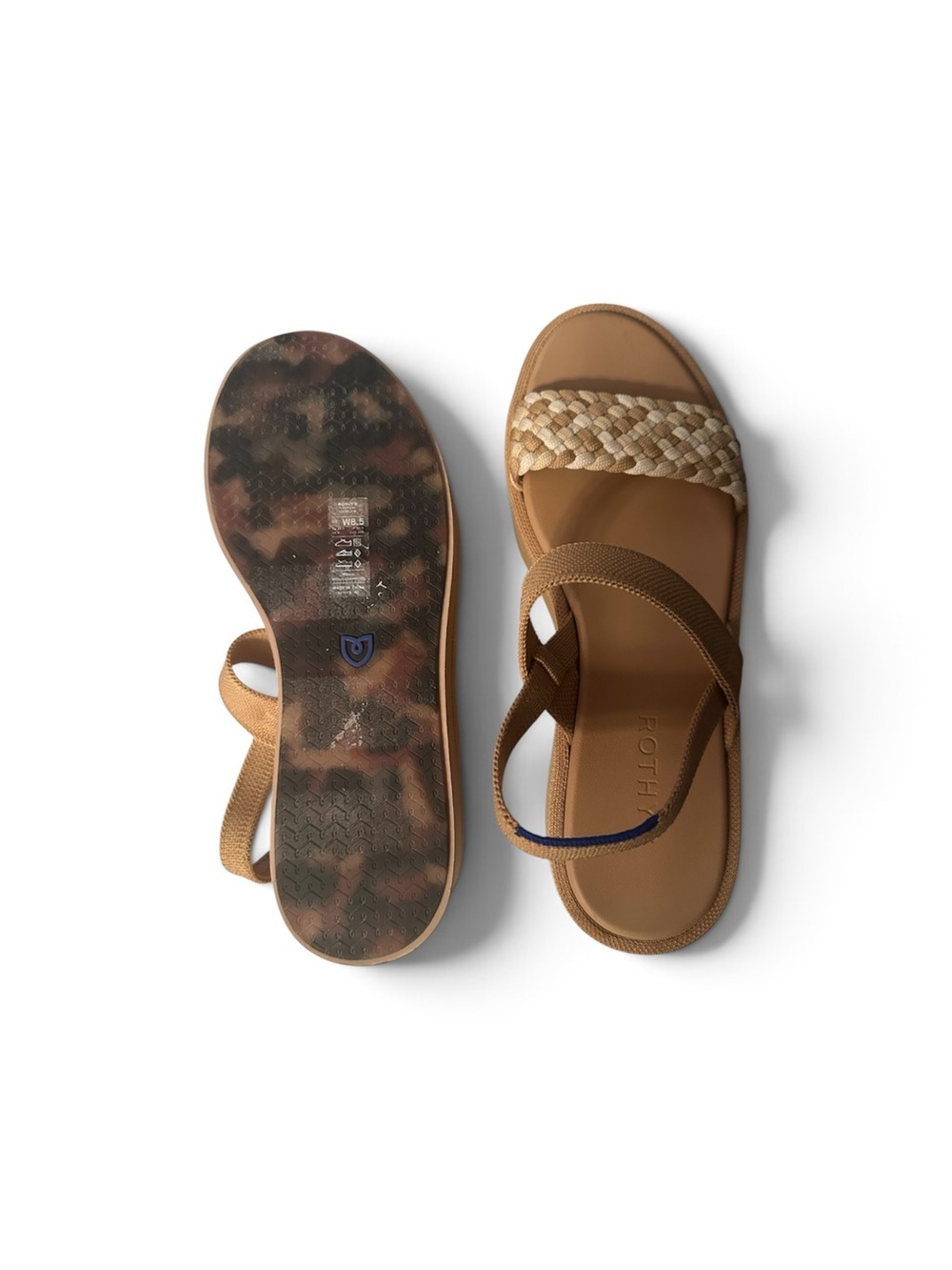 Rothy's Lightweight Wedge Sandal Braided Beach Sand Woven Women 8.5 - Picture 4 of 5